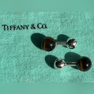 Tiffany & Co. Sterling Silver and Tiger’s Eye Cufflinks